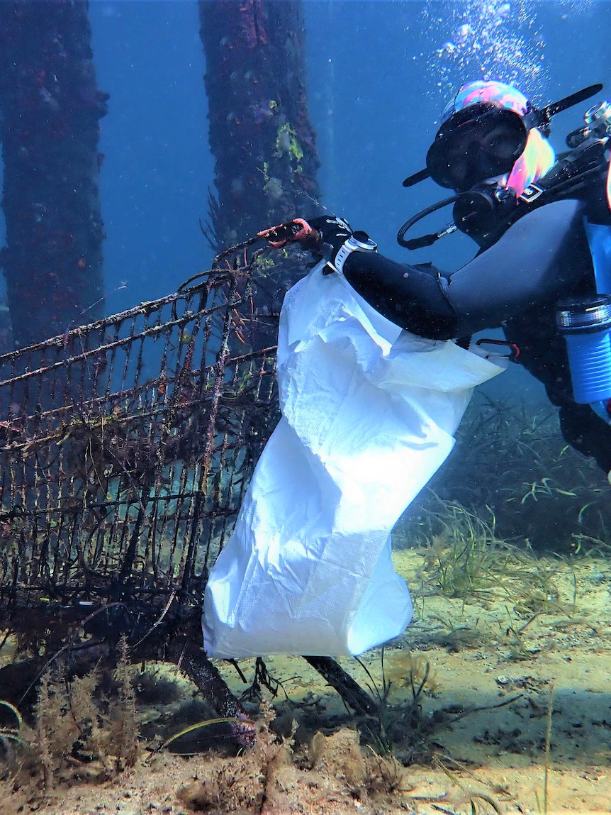 Volunteer divers clean up hidden trash to help end strain on sea life