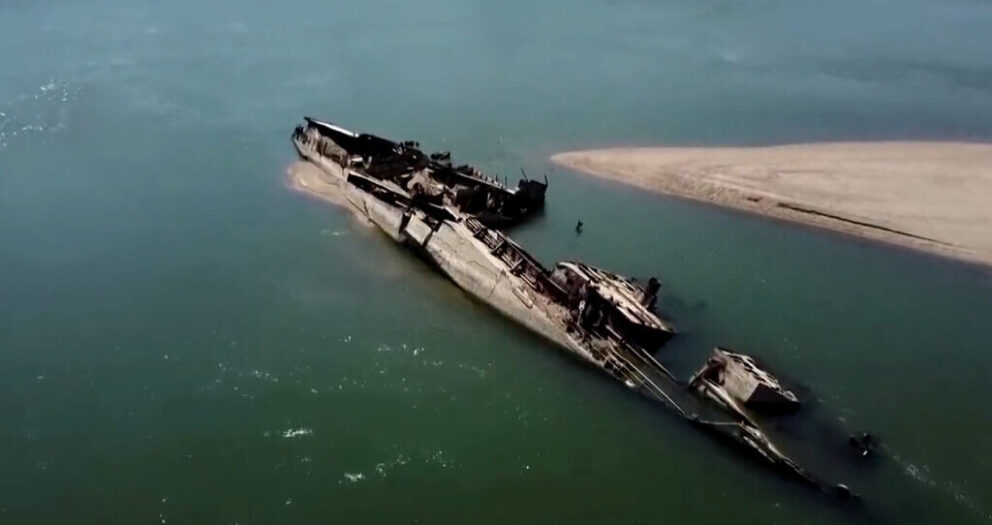 Drought exposes dozens of Nazi ships sunk in Danube River