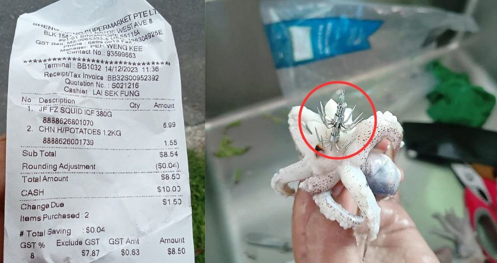 Fishing hook lurks in frozen squid pack at Bukit Batok Sheng Siong